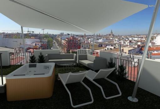 Terraza del ático en Recaredo