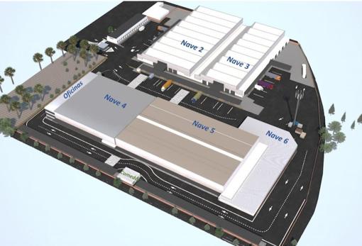 Así quedará el centro logístico que acaba de comprar el family office Yadorwui y que modernizará para para ofrever cinco naves en alquiler