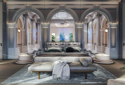 Uno de los dormitorios de la mansión