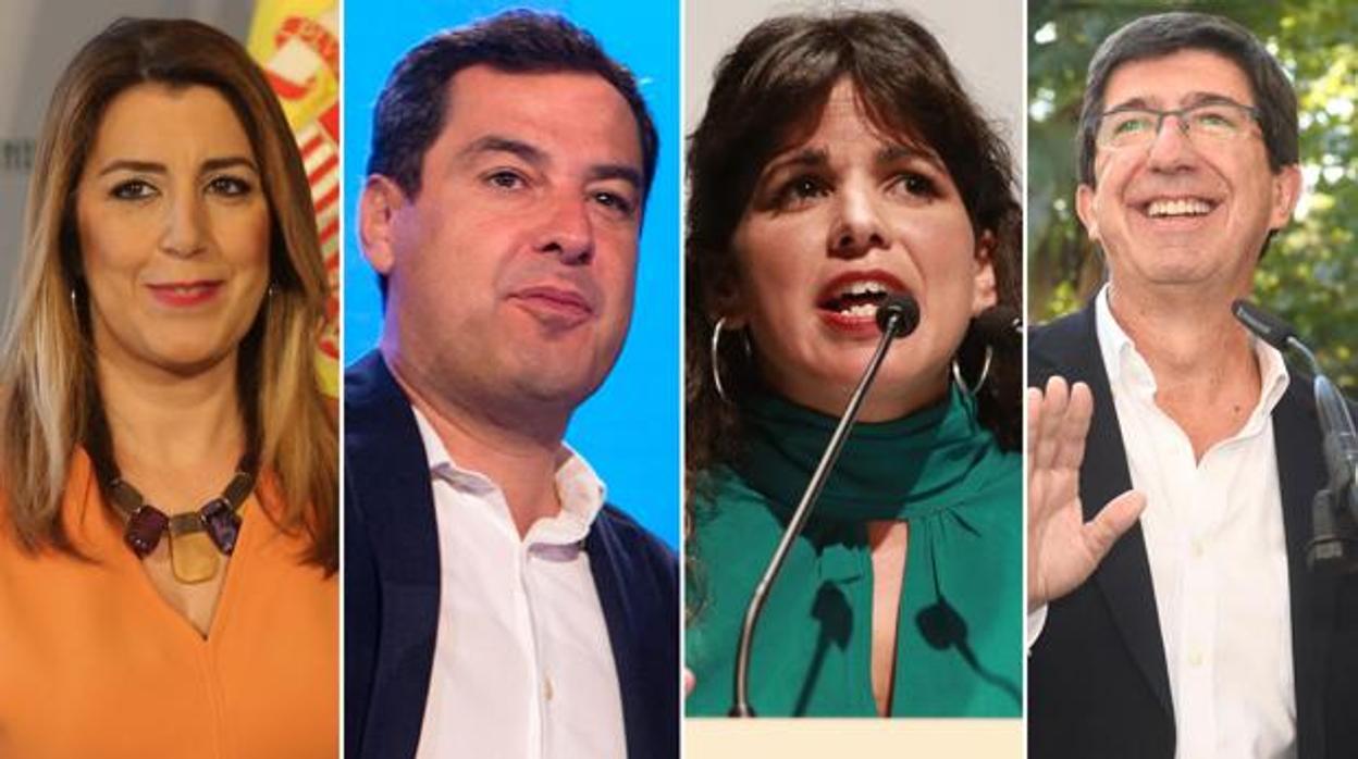 Susana Díaz, Juanma Moreno, Teresa Rodríguez y Juan Marín
