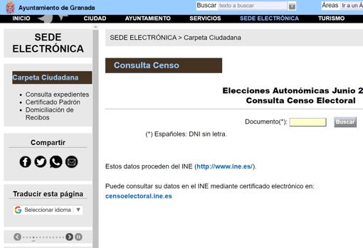 Captura del Ayuntamiento de Granada
