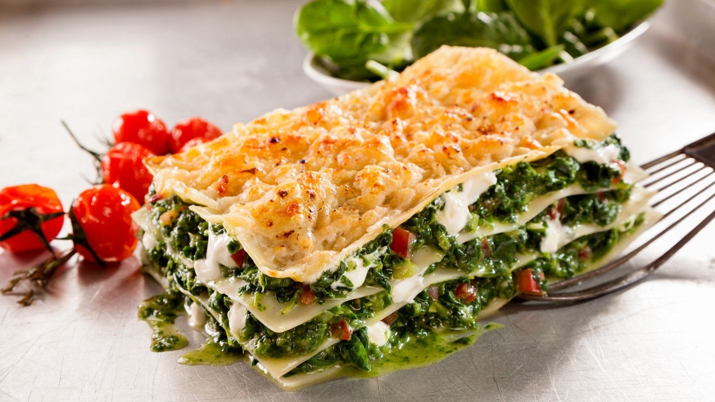 Lasaña de pollo y espinacas