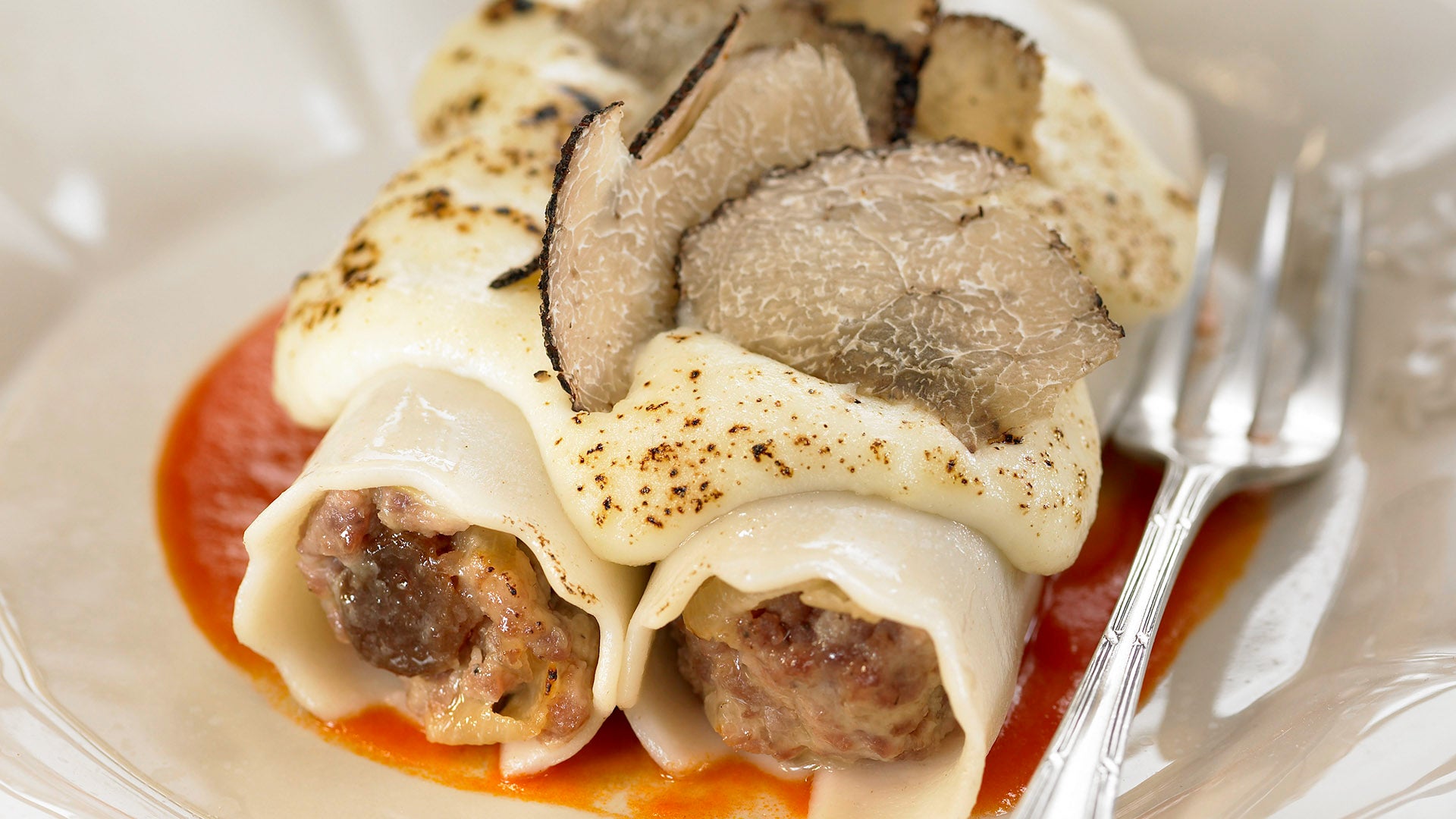 Canelones de setas con foie y trufa - Gurmé