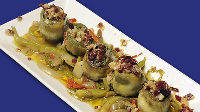 Alcachofas salteadas con jamón