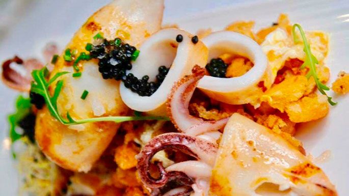 Chipirón con migas del caserío de La Brunilda