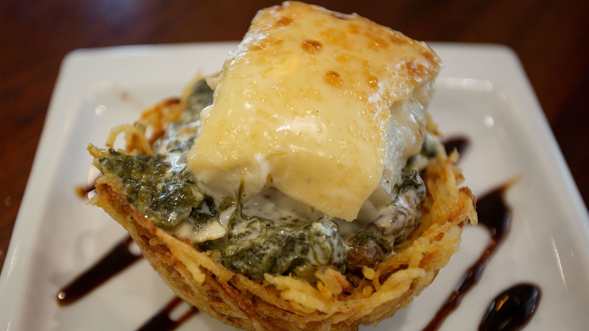 Nido de Bacalao y espinacas