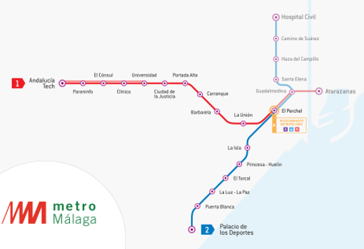 La red de metro de Málaga, con dos líneas