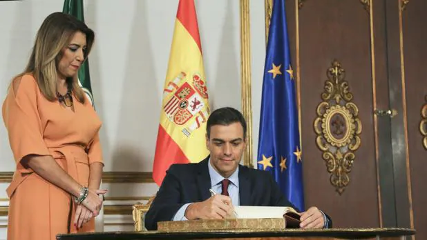 Reunión del presidente del Gobierno Pedro Sánchez con la presidenta de la Junta de Andalucía Susana Díaz. Palacio de san Telmo