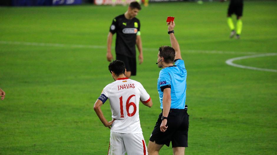 Jesús Navas sufrió la segunda expulsión de su carrera