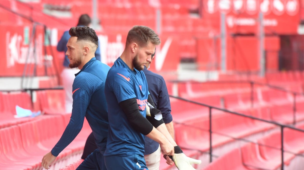 Tomas Vaclik durante un entrenamiento del Sevilla Fc esta temporada