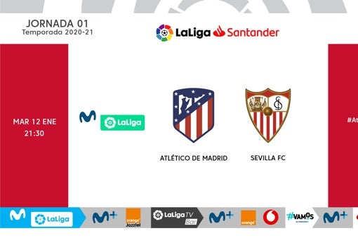 El Atlético - Sevilla aplazado de la 1ª jornada se jugará el martes 12 de enero a las 21.30