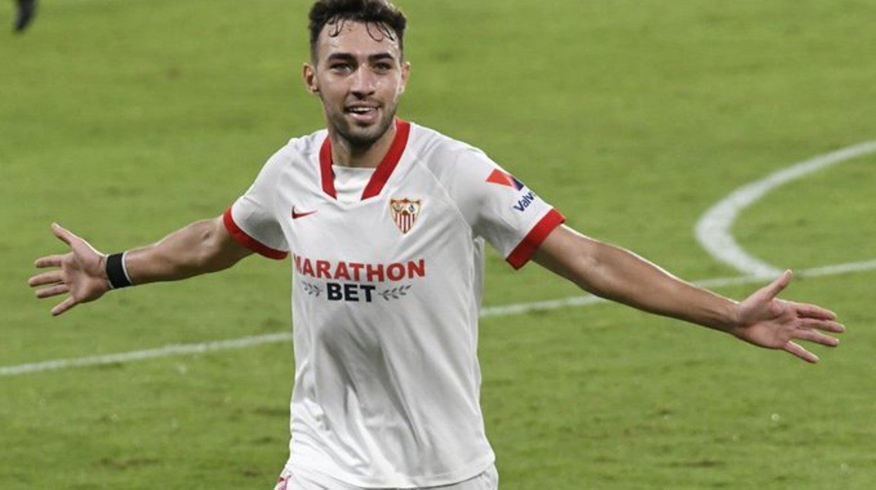 Munir celebra el tanto ante el Cádiz CF esta temporada
