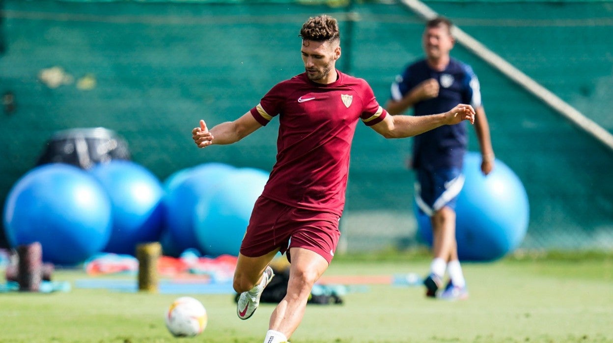 Sergi Gómez en un entrenamiento de esta pretemporada