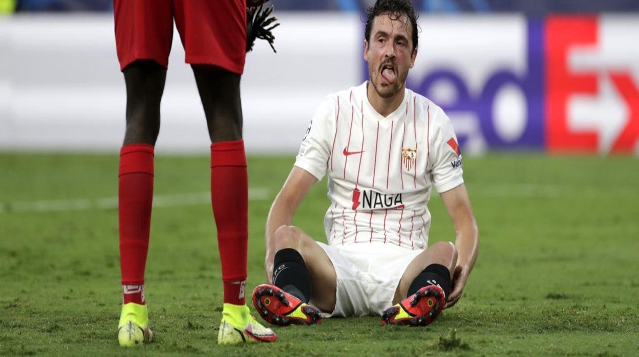 Delaney, durante el Sevilla - Salzburgo de Champions League