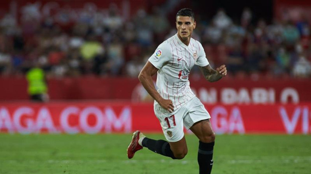 Erik Lamela durante un encuentro de esta temporada con el Sevilla FC
