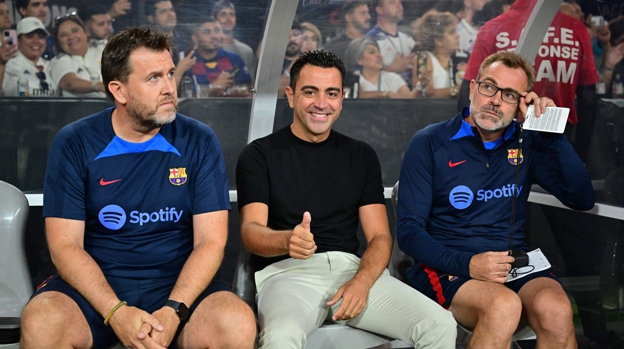 Xavi, anoche antes del partido ante el Real Madrid en Las Vegas