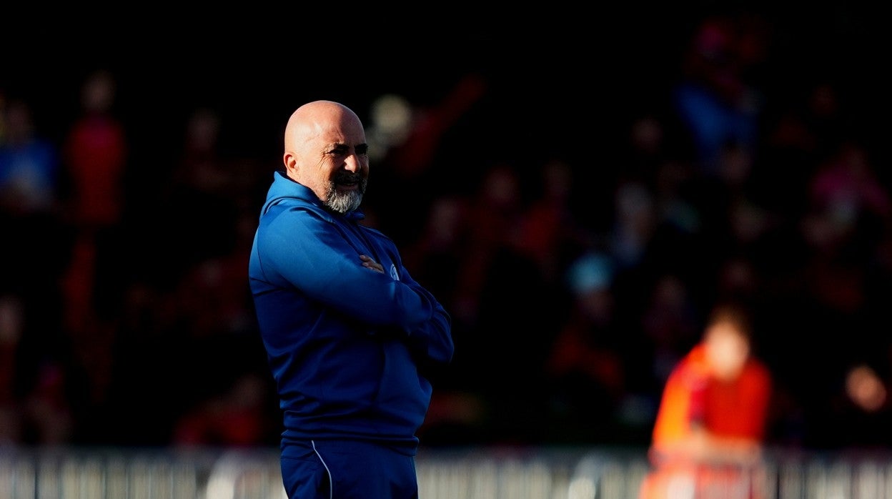 Jorge Sampaoli, en el estadio Municipal de La Maruca, durante el Velarde - Sevilla de la Copa del Rey