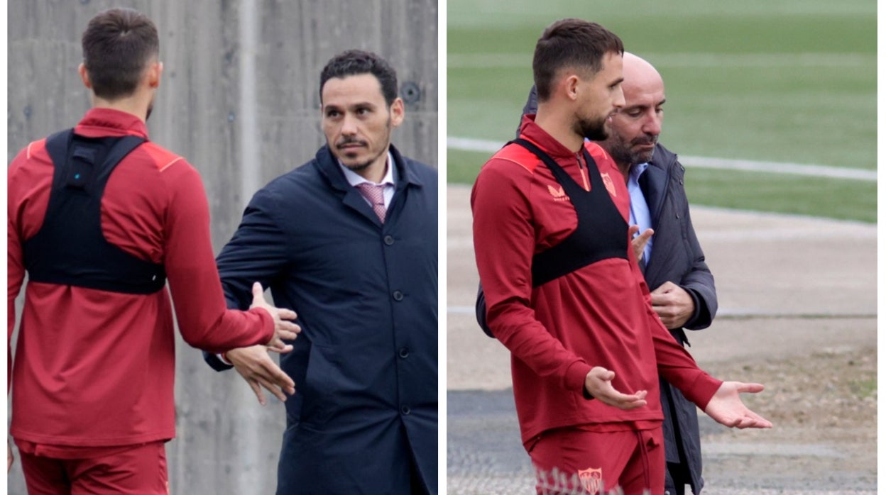 Januzaj, en el entrenamiento de este jueves con Del Nido Carrasco y Monchi