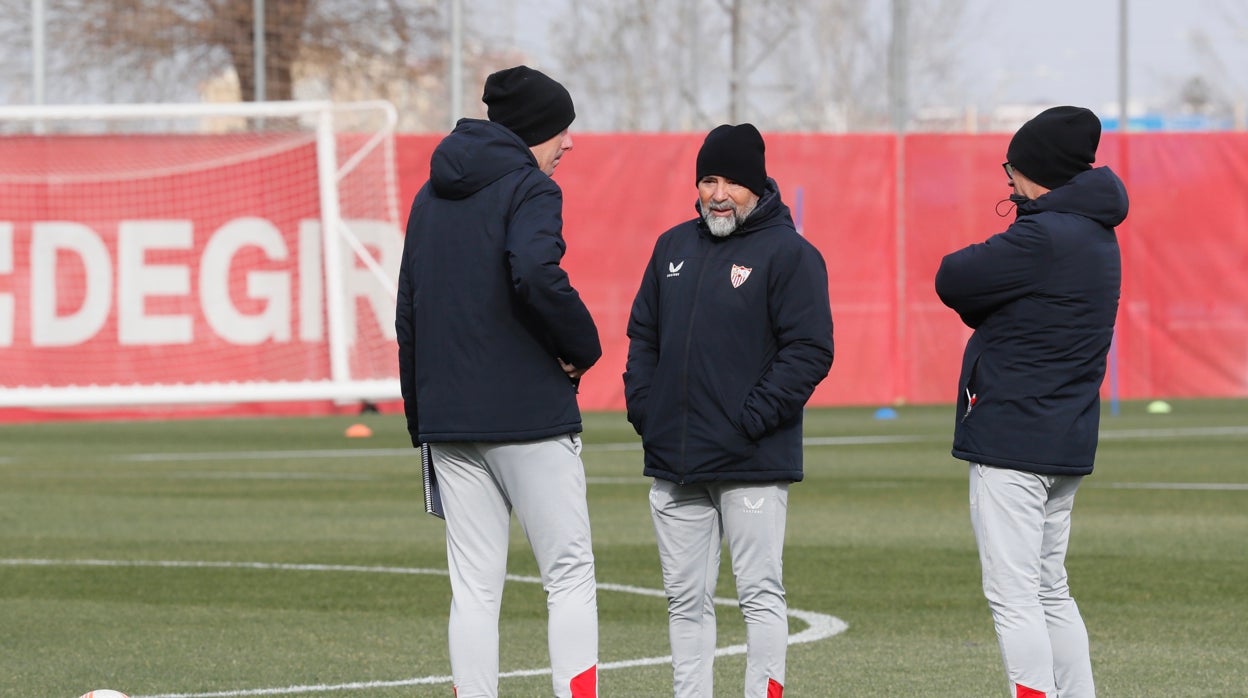 Jorge Sampaoli, en el entrenamiento de hoy