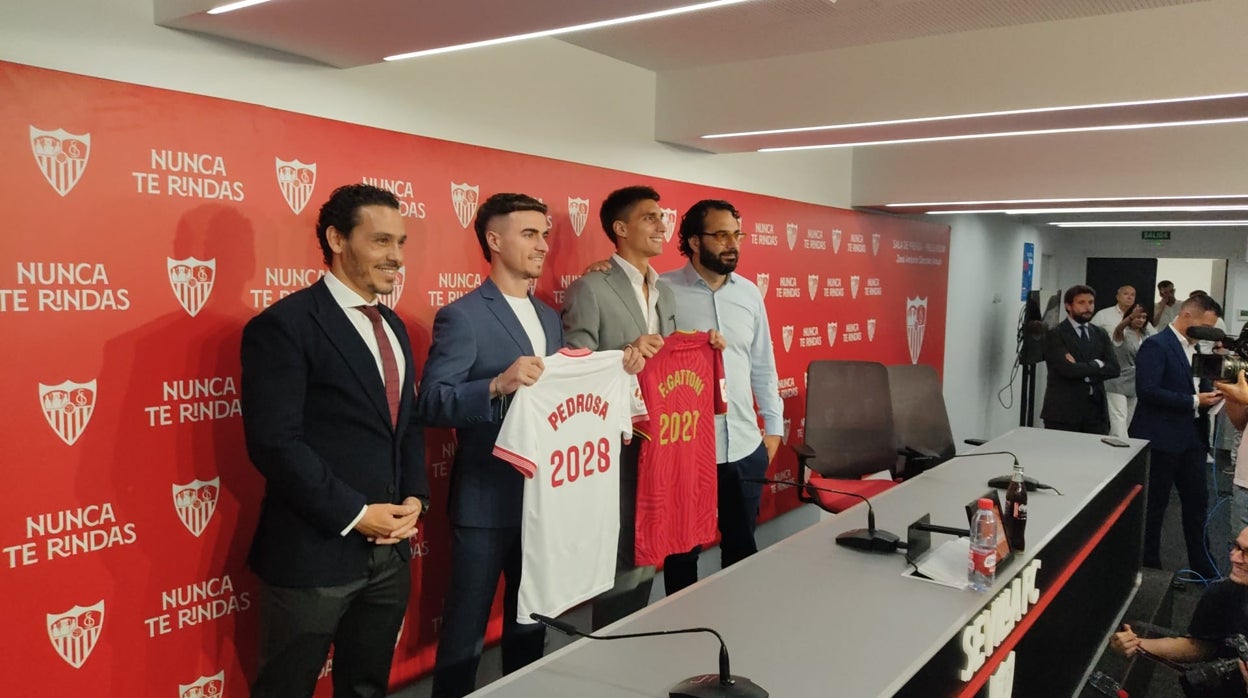 Del Nido Carrasco, Pedrosa, Gattoni y Víctor Orta, en el estadio Ramón Sánchez-Pizjuán