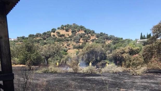 Extinguido el incendio forestal originado una zona de pastos de El Castillo de las Guardas