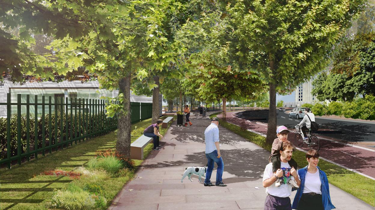 Recreación del paseo de Los Alcores, que conectará a los vecinos de Los Alcores, Ciudad Almar y Ciudad Expo