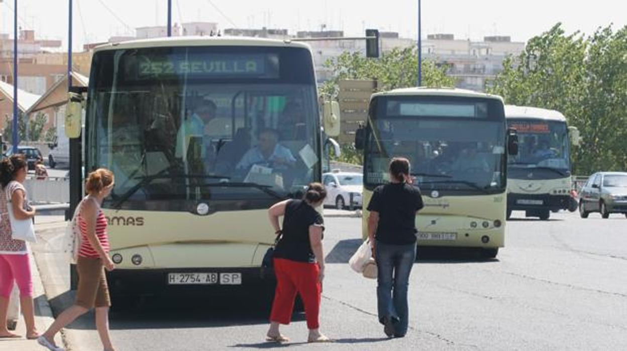 Varios autobuses del Consorcio de Transporte Metropolitano del Área de Sevilla