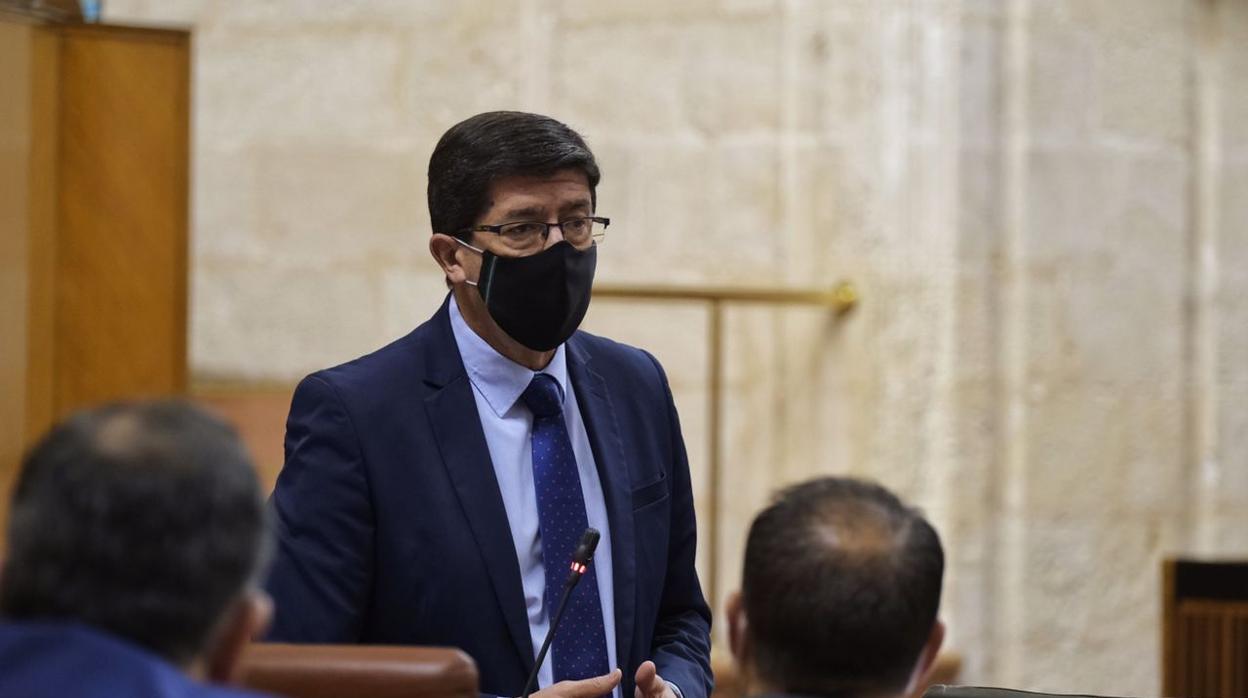 Juan Marín, el pasado jueves en el Parlamento de Andalucía