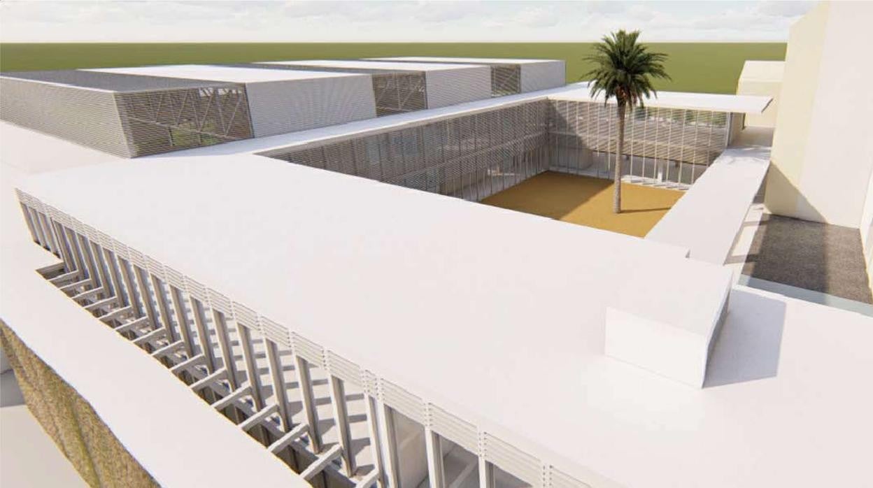 Maqueta del proyecto ganador del nuevo complejo docente, cultural y deportivo de Carmona