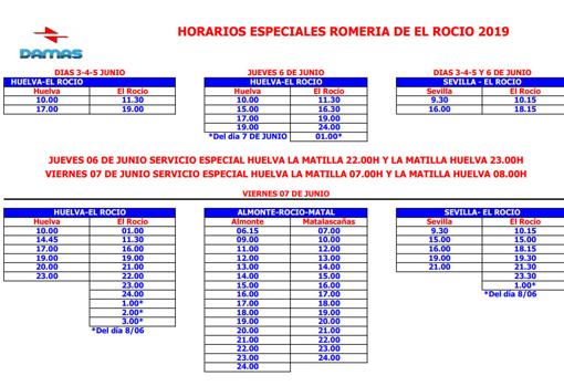 Horarios de autobuses para El Rocío
