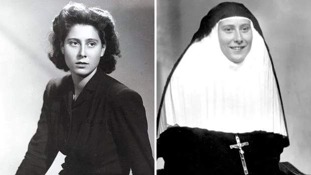 María Isabel Salvat en su juventud y vestida de monja antes de ingresar en las Hermanas de la Cruz