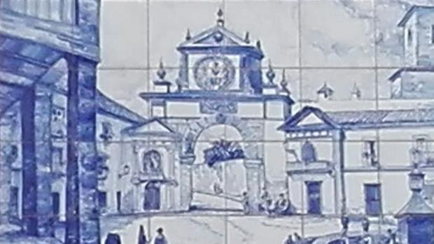 Azulejo en el que se representa la Puerta Real