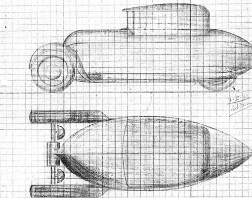 Bocetos del coche de tres ruedas que también diseñó Francisco Domínguez-Adame