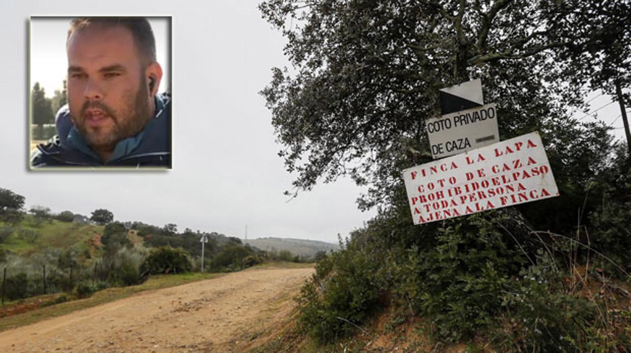 El padre de Aitor, José Antonio Ávalo, y vista de la finca La Lapa