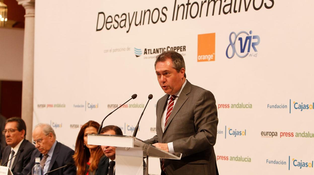 Juan Espadas, durante el desayuno informativo de Europa Press
