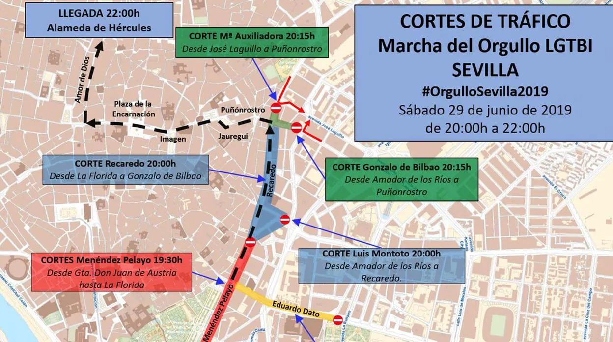 Gráfico de los cortes de tráfico en Sevilla
