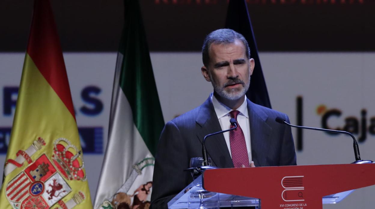 Un momento de la intervención de Felipe VI que ha servido de clausura del congreso