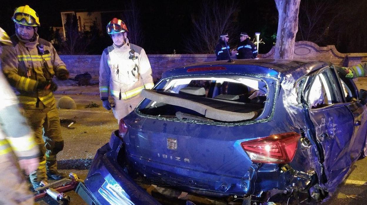 Aspecto en el que quedó el vehículo tras el accidente en el Paseo de las Delicias