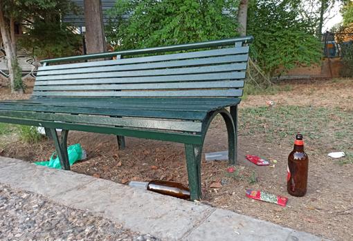 Estado que presenta el Parque de Los Príncipes tras una noche de botellona