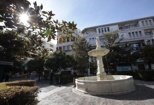 Detalle de la fuente central de la Plaza de la Magdalena