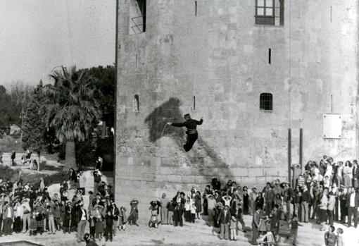 Exhibición de los bomberos de Sevilla en 1982