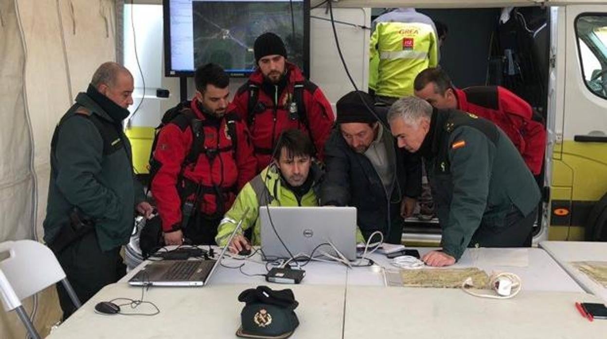 Puesto de mando de un dispositivo de búsqueda por la desaparición de un anciano en Jaén