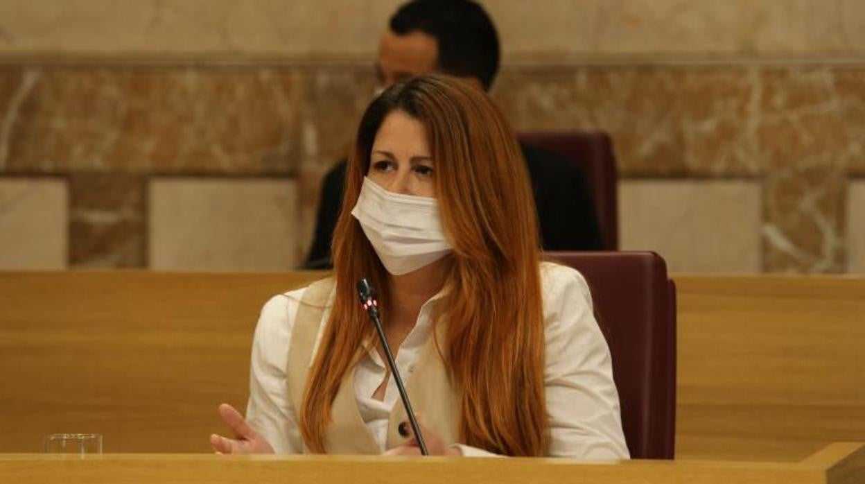 La podemita Susana Serrano, durante el pleno extraordinario de ayer