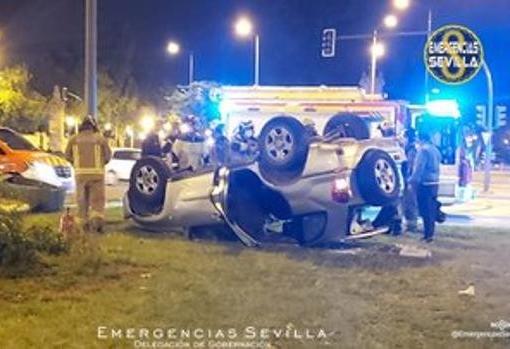 Vuelco junto al recinto de la Feria este pasado mes de abril