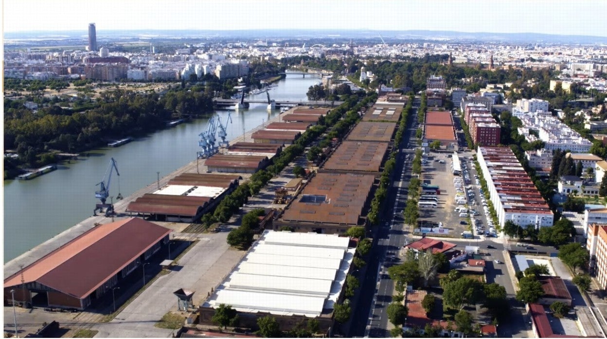 Vista panorámica del muelle de Tablada en el que se creará el distrito portuario