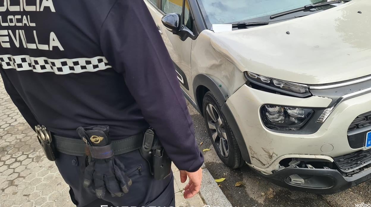 Imagen del coche implicado en el accidemte que fue localizado en Nervión