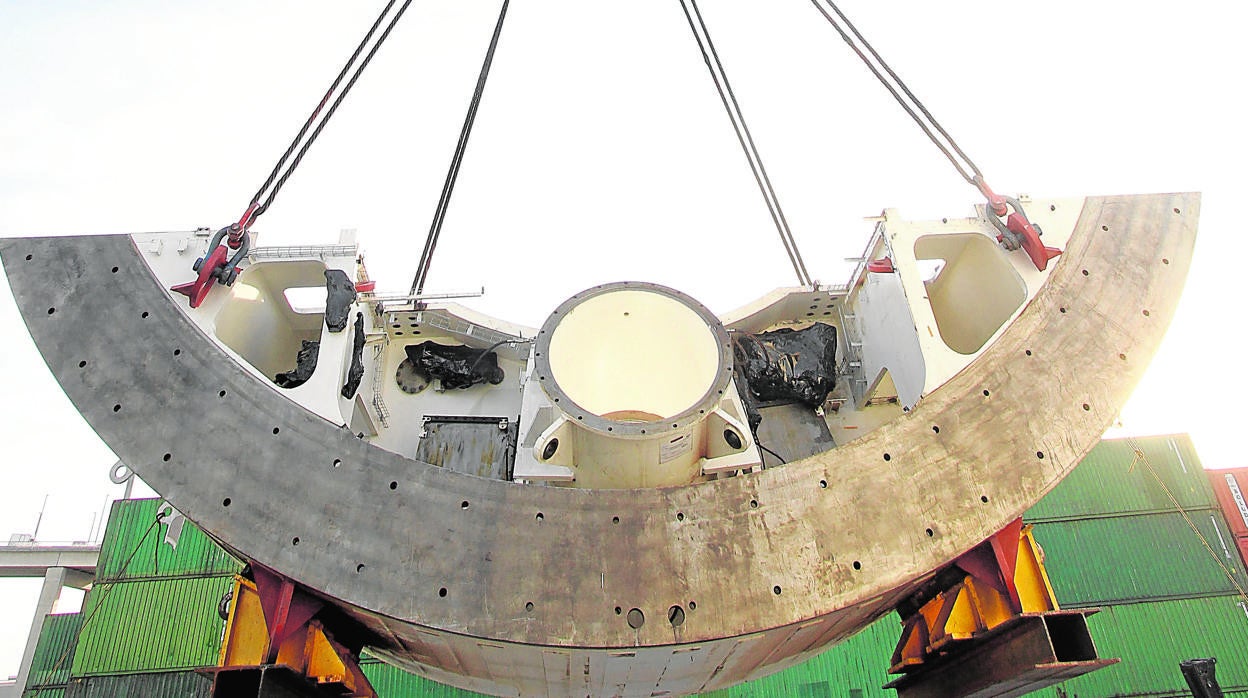 La tuneladora, cuando llegó al Puerto en 2012