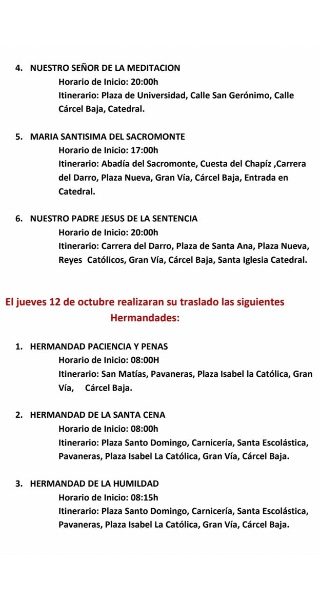Los pasos de la procesión magna de Granada se trasladarán a la Catedral el día 11 por la tarde y la mañana del 12