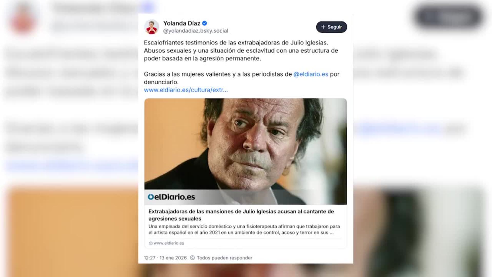 Julio Iglesias demanda a Yolanda Díaz por acusarle de "esclavitud ...