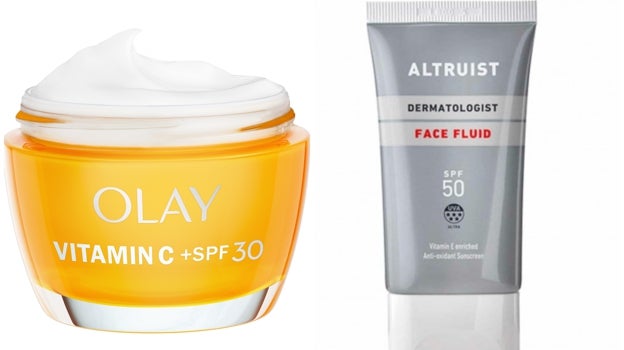 Cremas con protección solar: Olay con vitamina c +SPF 30 y Altruist con SPF50.